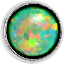 Load image into Gallery viewer, 1/4 Green Synthetic Opal Internally Threaded Daith Cartilage Tragus