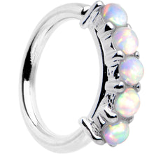 Load image into Gallery viewer, 16G White Synthetic Opal Annealed Circular Ring