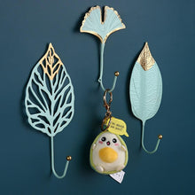 Load image into Gallery viewer, Wall Coat Rack Clothes Hanger Home Decoration Accessories Wall Hooks for Hanging Clothes Blue Leaves/Golden Leaves Home Storage Decorative Leaves Iron Hooks Tropic Plant Wall Mounted Single Clothes Hangers Decorative Hanger Hanging Hooks