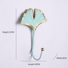 Load image into Gallery viewer, Wall Coat Rack Clothes Hanger Home Decoration Accessories Wall Hooks for Hanging Clothes Blue Leaves/Golden Leaves Home Storage Decorative Leaves Iron Hooks Tropic Plant Wall Mounted Single Clothes Hangers Decorative Hanger Hanging Hooks