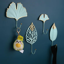 Load image into Gallery viewer, Wall Coat Rack Clothes Hanger Home Decoration Accessories Wall Hooks for Hanging Clothes Blue Leaves/Golden Leaves Home Storage Decorative Leaves Iron Hooks Tropic Plant Wall Mounted Single Clothes Hangers Decorative Hanger Hanging Hooks