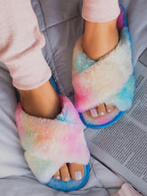 Load image into Gallery viewer, Warm Fluffy Slippers Women Cozy Faux Fur Cross Indoor Floor Slides Flat Soft Furry Flip Flops Fuzzy Slippers Cross Band Fluffy Slippers Faux Fur Slippers Plush House Open Toe Cozy Slippers For Women