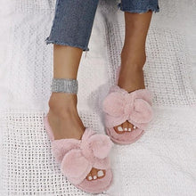 Load image into Gallery viewer, Warm Fluffy Slippers Women Cozy Faux Fur Cross Indoor Floor Slides Flat Soft Furry Flip Flops Fuzzy Slippers Cross Band Fluffy Slippers Faux Fur Slippers Plush House Open Toe Cozy Slippers For Women