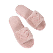 Load image into Gallery viewer, Warm Fluffy Slippers Women Faux Fur Slipper Indoor Floor Slides Flat Soft Furry House Shoes Heart Shape Flip Flops Faux Fur Memory Foam Cozy Flat Spa Slide Slippers Comfy Open Toe Design