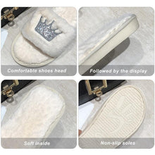 Load image into Gallery viewer, Warm Fluffy Slippers Women Faux Fur Slipper Indoor Floor Slides Flat Soft Furry House Shoes Heart Shape Flip Flops Faux Fur Memory Foam Cozy Flat Spa Slide Slippers Comfy Open Toe Design