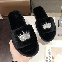 Load image into Gallery viewer, Warm Fluffy Slippers Women Faux Fur Slipper Indoor Floor Slides Flat Soft Furry House Shoes Heart Shape Flip Flops Faux Fur Memory Foam Cozy Flat Spa Slide Slippers Comfy Open Toe Design