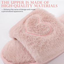 Load image into Gallery viewer, Warm Fluffy Slippers Women Faux Fur Slipper Indoor Floor Slides Flat Soft Furry House Shoes Heart Shape Flip Flops Faux Fur Memory Foam Cozy Flat Spa Slide Slippers Comfy Open Toe Design