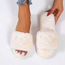 Load image into Gallery viewer, Warm Fluffy Slippers Women Faux Fur Slipper Indoor Floor Slides Flat Soft Furry House Warm Comfortable Fuzzy Furry Bedroom Slippers Indoor Cozy Memory Foam Anti-Slip Flip Flops