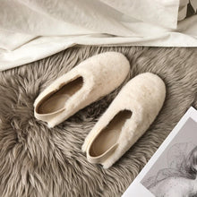Load image into Gallery viewer, Warm Fur Loafers Women Winter Shoes Indoor Furry Flats Round Toe Fluffy House Warm Wool Slippers Memory Foam Anti-Skid Sole House Shoes Indoor Outdoor Slippers