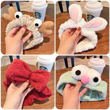Load image into Gallery viewer, Wash Face Women Girls Hairbands Soft Warm Coral Fleece Bow Animal Ears Headbands Headwear Hair Bands Turban Gorgeous Hair Accessories For Women