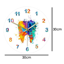 Load image into Gallery viewer, Water Color Tooth Painting Print Wall Clock Wall Clock for Living Room Wall Clock Medical Dental Clinic Wall Art Non Ticking Wall Watch Orthodontist Dentist Gift Clinic Wall Art Non Ticking Wall Watch Orthodontist Dentist