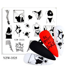 Load image into Gallery viewer, Water Decal Nail Art Decorations Nail Sticker Tattoo Full Cover Beauty Decals Manicure Supplies Accessories Women Kids Girls Manicure Decoration Nail Art Supplies 3D Self-Adhesive Nail Decals Designer Nail Stickers for Acrylic Nails