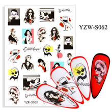 Load image into Gallery viewer, Water Decal Nail Art Decorations Nail Sticker Tattoo Full Cover Beauty Decals Manicure Supplies Accessories Women Kids Girls Manicure Decoration Nail Art Supplies 3D Self-Adhesive Nail Decals Designer Nail Stickers for Acrylic Nails