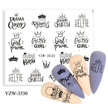 Load image into Gallery viewer, Water Decal Nail Art Decorations Nail Sticker Tattoo Full Cover Beauty Decals Manicure Supplies Accessories Women Kids Girls Manicure Decoration Nail Art Supplies 3D Self-Adhesive Nail Decals Designer Nail Stickers for Acrylic Nails