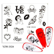 Load image into Gallery viewer, Water Decal Nail Art Decorations Nail Sticker Tattoo Full Cover Beauty Decals Manicure Supplies Accessories Women Kids Girls Manicure Decoration Nail Art Supplies 3D Self-Adhesive Nail Decals Designer Nail Stickers for Acrylic Nails