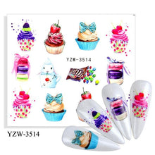 Load image into Gallery viewer, Water Decal Nail Art Decorations Nail Sticker Tattoo Full Cover Beauty Decals Manicure Supplies Accessories Women Kids Girls Manicure Decoration Nail Art Supplies 3D Self-Adhesive Nail Decals Designer Nail Stickers for Acrylic Nails