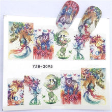 Load image into Gallery viewer, Water Decals Nail Tattoo Wolf Animal 3D Embossed Nail Sticker Flower Adhesive Manicure Slider Nail Art Tips Curve Graffiti Nail Design for Acrylic Nail Supplies Designer Nail Decorations for Women Girls Kids 3D Nail Art Stickers Decals