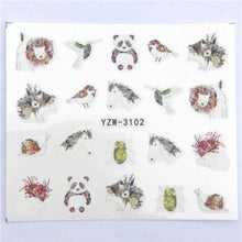 Load image into Gallery viewer, Water Decals Nail Tattoo Wolf Animal 3D Embossed Nail Sticker Flower Adhesive Manicure Slider Nail Art Tips Curve Graffiti Nail Design for Acrylic Nail Supplies Designer Nail Decorations for Women Girls Kids 3D Nail Art Stickers Decals