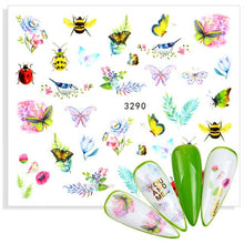 Load image into Gallery viewer, Water Decals Nail Tattoo Wolf Animal 3D Embossed Nail Sticker Flower Adhesive Manicure Slider Nail Art Tips Curve Graffiti Nail Design for Acrylic Nail Supplies Designer Nail Decorations for Women Girls Kids 3D Nail Art Stickers Decals