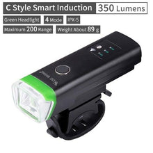Load image into Gallery viewer, Waterproof Bicycle Light Smart Front Lamp Headlight With Horn USB Rechargeable LED Cycling Flashlight Bicycle Lights Set Powerful Lumens LED Bike Front For Adults Road Cycling Safety Flashlight