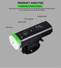 Load image into Gallery viewer, Waterproof Bicycle Light Smart Front Lamp Headlight With Horn USB Rechargeable LED Cycling Flashlight Bicycle Lights Set Powerful Lumens LED Bike Front For Adults Road Cycling Safety Flashlight
