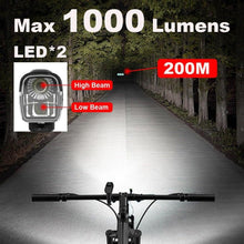 Load image into Gallery viewer, Waterproof Bike Light Set USB High/Low Beam Bicycle Lamp Headlight LED Cycling Flashlight Super Bright Bicycle Front Headlight 5 Light Modes Large Capacity Battery With Power Bank Function 1000 Lumen