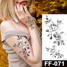 Load image into Gallery viewer, Waterproof Temporary Black Tattoo Sticker Peony Flower Snake Sketch Luxury Big Tattoo For Womens