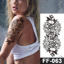 Load image into Gallery viewer, Waterproof Temporary Black Tattoo Sticker Peony Flower Snake Sketch Luxury Big Tattoo For Womens