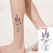 Load image into Gallery viewer, Waterproof Temporary Tattoo Lavender Stickers Butterfly Flower Luxury Small Tattoo For Body Arm