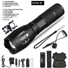 Load image into Gallery viewer, Waterproof Z45 Led Flashlight Ultra Bright Waterproof MINI Torch T6/L2/V6 zoomable 5 Modes 18650 rechargeable Battery for camping tactica Led Mini Water-Resistant Torch Light For Indoor & Outdoor Camping Hiking Accessories Gear
