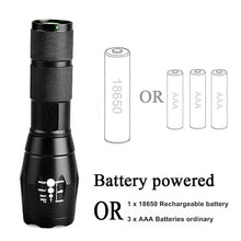 Load image into Gallery viewer, Waterproof Z45 Led Flashlight Ultra Bright Waterproof MINI Torch T6/L2/V6 zoomable 5 Modes 18650 rechargeable Battery for camping tactica Led Mini Water-Resistant Torch Light For Indoor & Outdoor Camping Hiking Accessories Gear