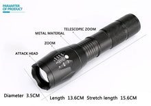 Load image into Gallery viewer, Waterproof Z45 Led Flashlight Ultra Bright Waterproof MINI Torch T6/L2/V6 zoomable 5 Modes 18650 rechargeable Battery for camping tactica Led Mini Water-Resistant Torch Light For Indoor & Outdoor Camping Hiking Accessories Gear