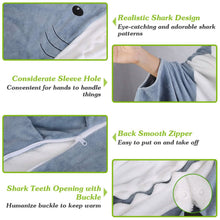 Load image into Gallery viewer, Wearable Shark Sleeping Bag Onezie with Zipper