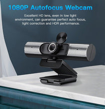 Load image into Gallery viewer, Webcam 1080P Full HD Autofocus Web Camera With Speaker Microphone USB Cam for PC Computer Laptop Video Calling Work Gaming 3D Noise Reduction