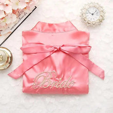 Load image into Gallery viewer, Wedding Satin Bride Robe Elegant Golden Bridesmaid Casual Short Women Nightwear Comfortable Sleepwear