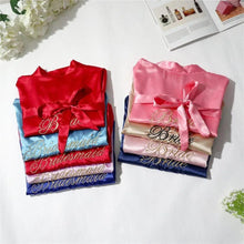 Load image into Gallery viewer, Wedding Satin Bride Robe Elegant Golden Bridesmaid Casual Short Women Nightwear Comfortable Sleepwear