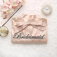 Load image into Gallery viewer, Wedding Satin Bride Robe Elegant Golden Bridesmaid Casual Short Women Nightwear Comfortable Sleepwear