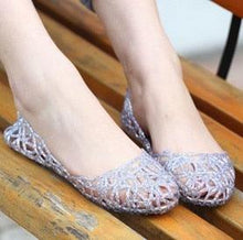 Load image into Gallery viewer, Wedding Summer Women Sandals Breathable Shoes Crystal Charming Sandals Women's Beach Shoes Slip On Crystal Summer Soft Hollow Glitter Shoes Slip-on Flats Sandals