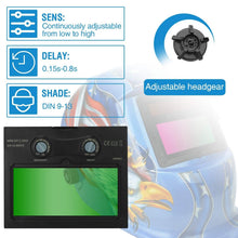 Load image into Gallery viewer, Welding Helmet Solar Powered Auto Darkening Hood with Adjustable Wide Shade