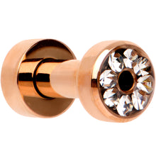Load image into Gallery viewer, Clear CZ Gem Rose Gold PVD Bling Screw Fit Tunnel Plug Set 3mm to 16mm