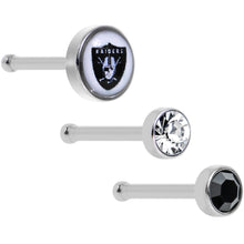 Load image into Gallery viewer, 20G Licensed NFL Oakland Raiders Logo Nose Bone 3 Pack Set