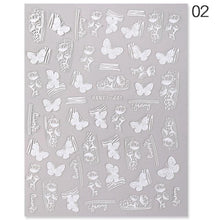 Load image into Gallery viewer, White Embossed Flower Lace 5D Sticker Decal Wedding Nail Art Designs Floral Flower Transfer Decal Geometry 3D Wave Design Decoration for Women Girls Tape Nail Art Stickers Decal Decoration Geometry Transfer Decals Nail Art Decorations Decoration Decal