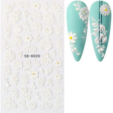 Load image into Gallery viewer, White Embossed Flower Lace 5D Sticker Decal Wedding Nail Art Designs Floral Flower Transfer Decal Geometry 3D Wave Design Decoration for Women Girls Tape Nail Art Stickers Decal Decoration Geometry Transfer Decals Nail Art Decorations Decoration Decal