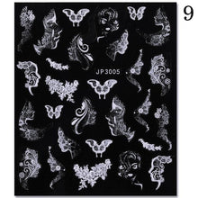 Load image into Gallery viewer, White Embossed Flower Lace 5D Sticker Decal Wedding Nail Art Designs Floral Flower Transfer Decal Geometry 3D Wave Design Decoration for Women Girls Tape Nail Art Stickers Decal Decoration Geometry Transfer Decals Nail Art Decorations Decoration Decal