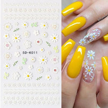 Load image into Gallery viewer, White Embossed Flower Lace 5D Sticker Decal Wedding Nail Art Designs Floral Flower Transfer Decal Geometry 3D Wave Design Decoration for Women Girls Tape Nail Art Stickers Decal Decoration Geometry Transfer Decals Nail Art Decorations Decoration Decal