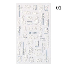 Load image into Gallery viewer, White Embossed Flower Lace Sticker Decal Wedding Nail Art Designs Floral Butterfly Japanese Manicures Nail Decoration Metallic Curve Strip Line Nail Decal Self-Adhesive 3D Wave Design Decoration for Women Girls Adhesive Striping Tape Nail Art Stickers