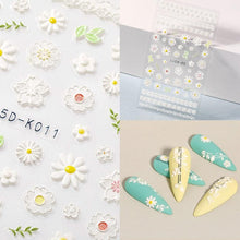 Load image into Gallery viewer, White Embossed Flower Lace Sticker Decal Wedding Nail Art Designs Floral Butterfly Japanese Manicures Nail Decoration Metallic Curve Strip Line Nail Decal Self-Adhesive 3D Wave Design Decoration for Women Girls Adhesive Striping Tape Nail Art Stickers