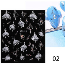 Load image into Gallery viewer, White Embossed Flower Lace Sticker Decal Wedding Nail Art Designs Floral Butterfly Japanese Manicures Nail Decoration Metallic Curve Strip Line Nail Decal Self-Adhesive 3D Wave Design Decoration for Women Girls Adhesive Striping Tape Nail Art Stickers