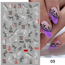 Load image into Gallery viewer, White Embossed Flower Lace Sticker Decal Wedding Nail Art Designs Floral Butterfly Japanese Manicures Nail Decoration Metallic Curve Strip Line Nail Decal Self-Adhesive 3D Wave Design Decoration for Women Girls Adhesive Striping Tape Nail Art Stickers