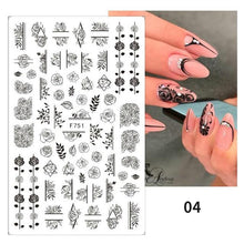 Load image into Gallery viewer, White Embossed Flower Lace Sticker Decal Wedding Nail Art Designs Floral Butterfly Japanese Manicures Nail Decoration Metallic Curve Strip Line Nail Decal Self-Adhesive 3D Wave Design Decoration for Women Girls Adhesive Striping Tape Nail Art Stickers